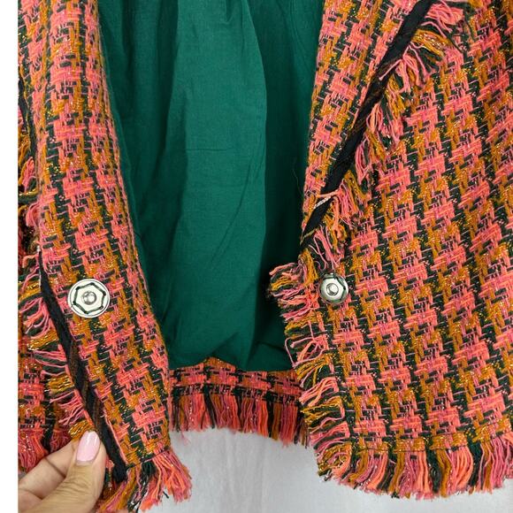 Anthropologie Maeve Pink Tweed Cropped Blazer Jacket – Size 4 - Picture 5 of 10